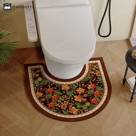 Vintage Floral U-Shaped Anti-slip Bath Mat