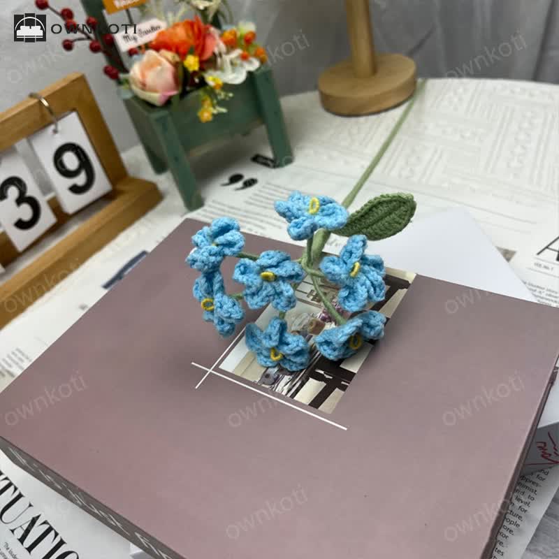 Handmade Knitted Crochet Forget-Me-Not Bouquet