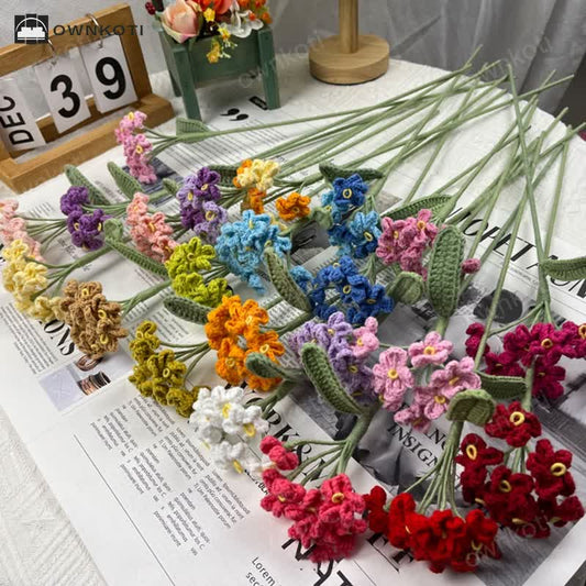 Handmade Knitted Crochet Forget-Me-Not Bouquet