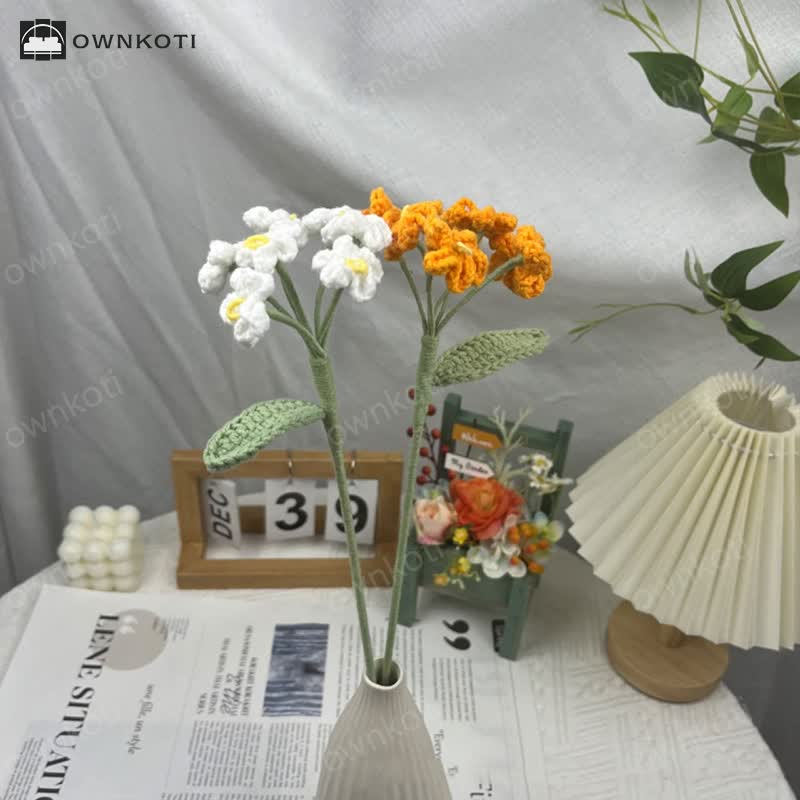 Handmade Knitted Crochet Forget-Me-Not Bouquet