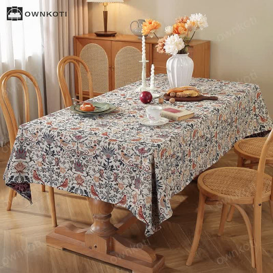 Bohemian Style Flower And Bird Tablecloth