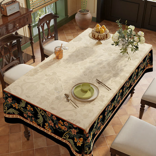 Vintage Luxury Flower Vine Bird Chenille Tablecloth