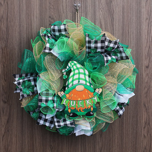 St. Patrick's Day Ribbon Doll Wreath Hanging Decor