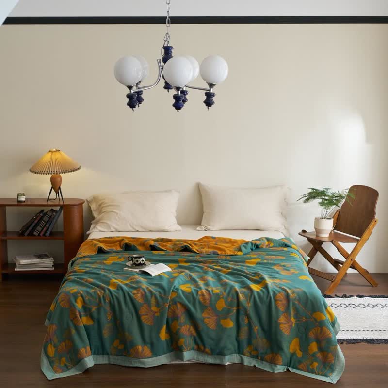 Ginkgo Leaf Double Layer Gauze Cotton Quilt