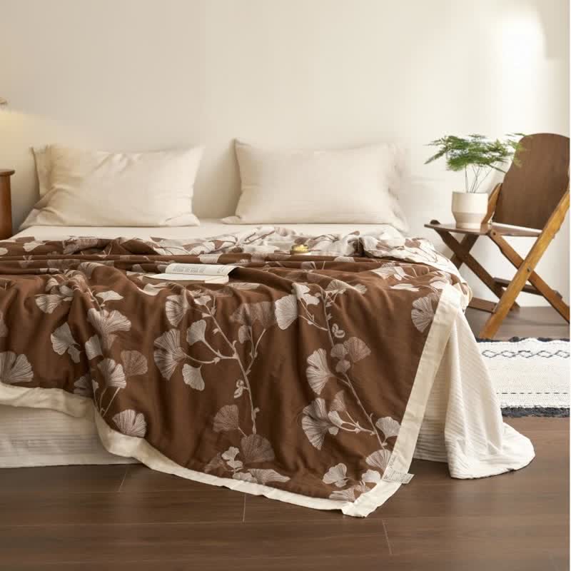 Ginkgo Leaf Double Layer Gauze Cotton Quilt
