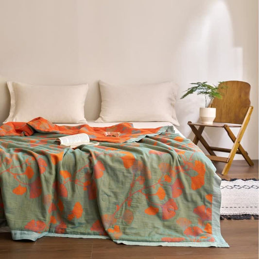 Ginkgo Leaf Double Layer Gauze Cotton Quilt
