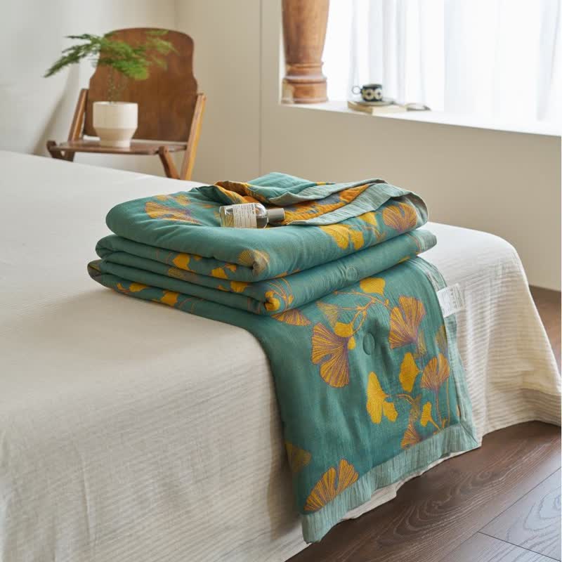 Ginkgo Leaf Double Layer Gauze Cotton Quilt