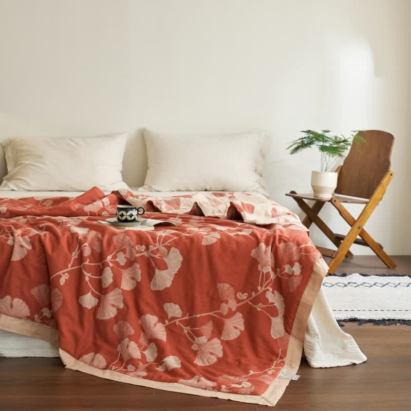 Ginkgo Leaf Double Layer Gauze Cotton Quilt