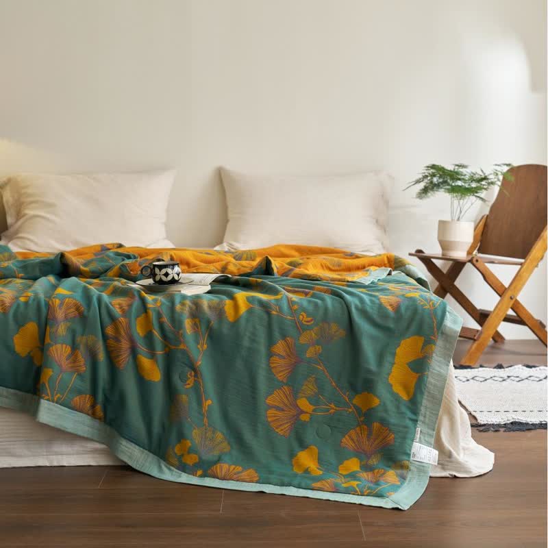 Ginkgo Leaf Double Layer Gauze Cotton Quilt