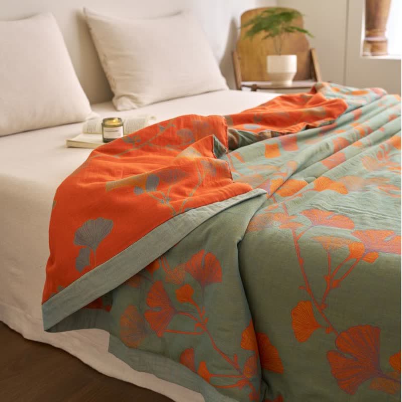 Ginkgo Leaf Double Layer Gauze Cotton Quilt
