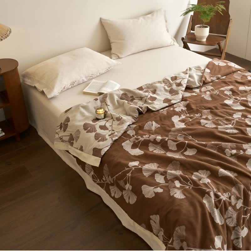 Ginkgo Leaf Double Layer Gauze Cotton Quilt