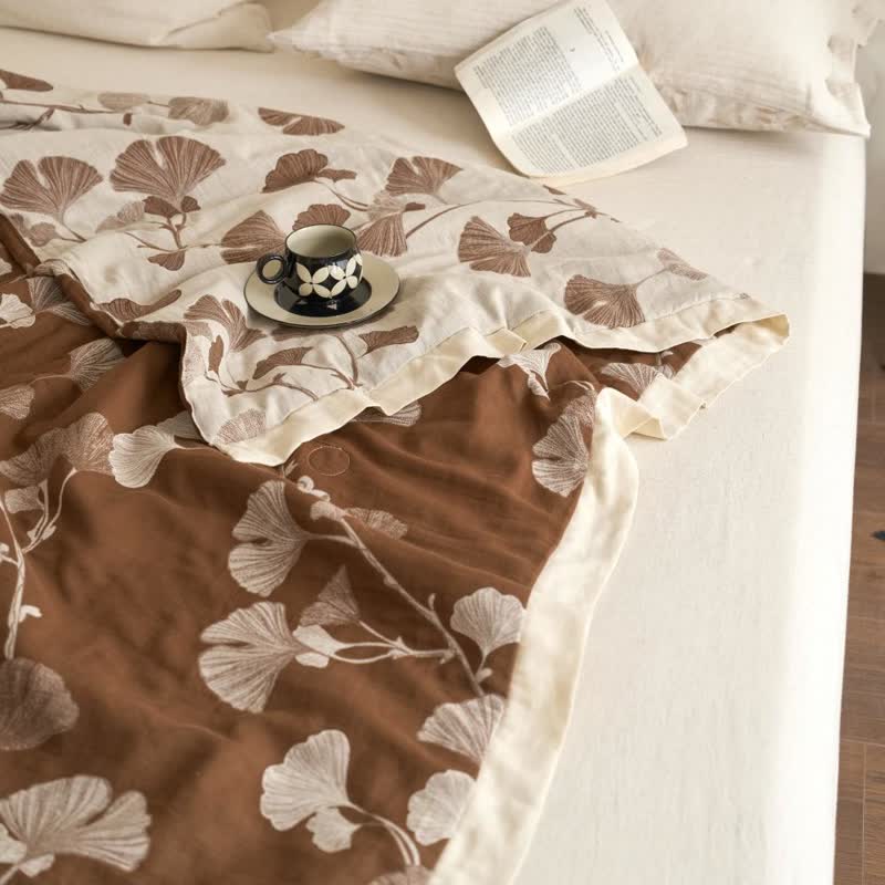 Ginkgo Leaf Double Layer Gauze Cotton Quilt
