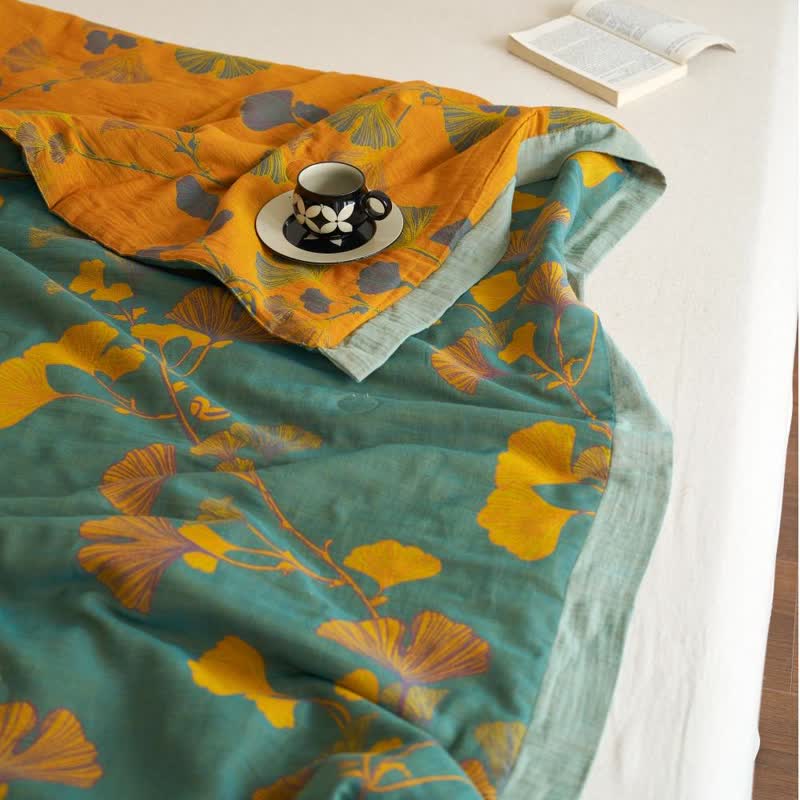 Ginkgo Leaf Double Layer Gauze Cotton Quilt