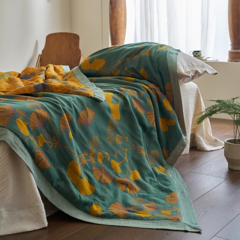 Ginkgo Leaf Double Layer Gauze Cotton Quilt