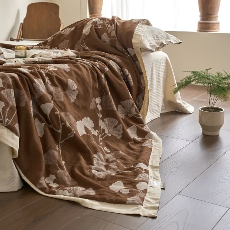 Ginkgo Leaf Double Layer Gauze Cotton Quilt