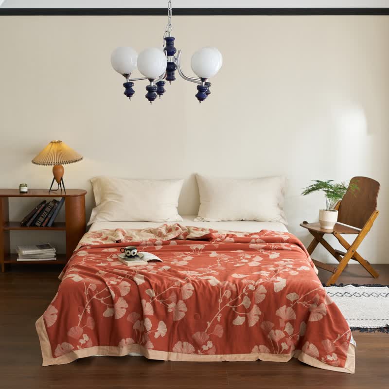 Ginkgo Leaf Double Layer Gauze Cotton Quilt