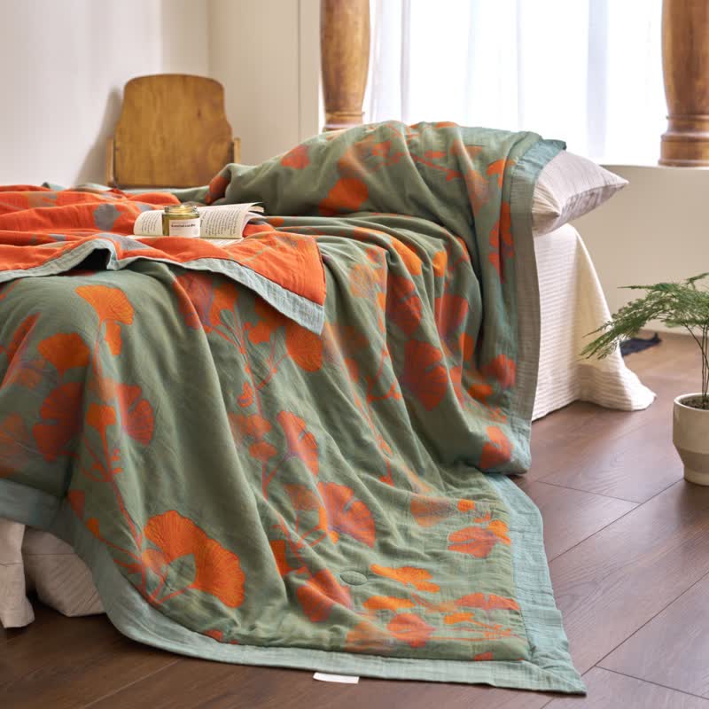 Ginkgo Leaf Double Layer Gauze Cotton Quilt