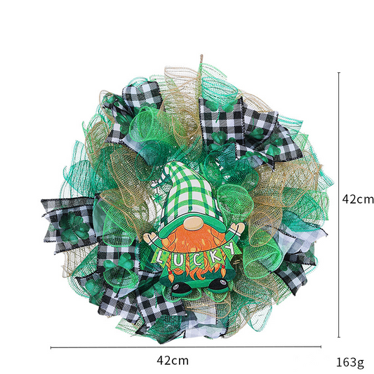 St. Patrick's Day Ribbon Doll Wreath Hanging Decor
