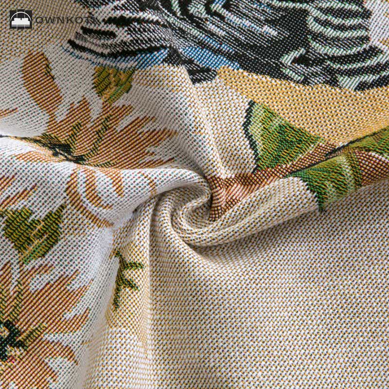 Rustic Pastoral Style Flower Bird Tassel Tablecloth