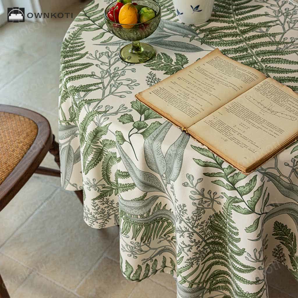 French Retro Plant Print Tablecloth