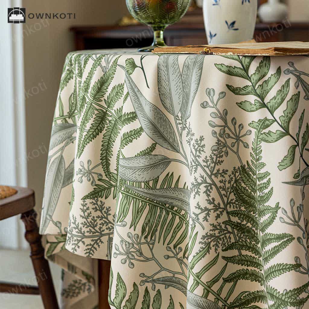 French Retro Plant Print Tablecloth