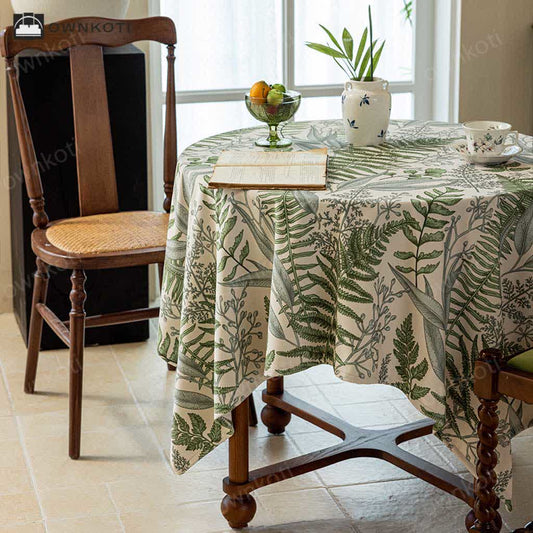 French Retro Plant Print Tablecloth