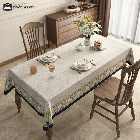 Retro Light Luxury Plant Flower Linen Tablecloth