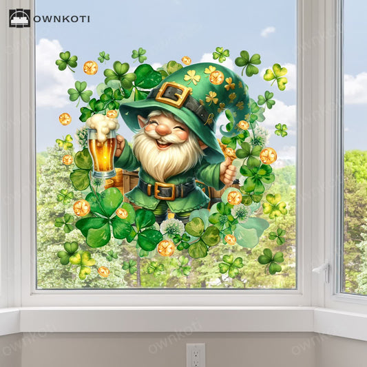 Shamrock Leprechaun Decorative Window Cling Wall Sticker