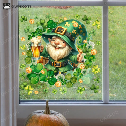Shamrock Leprechaun Decorative Window Cling Wall Sticker