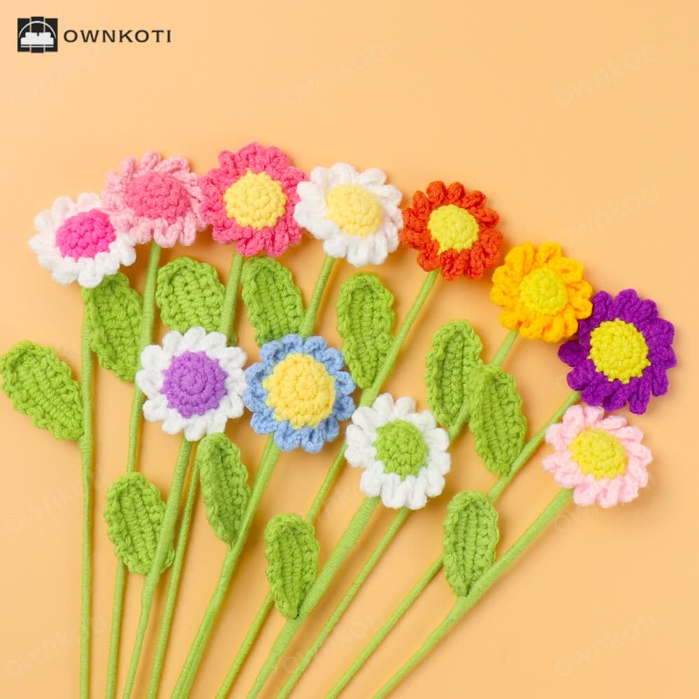Lovely Handmade Knitted Crochet Daisy Bouquet