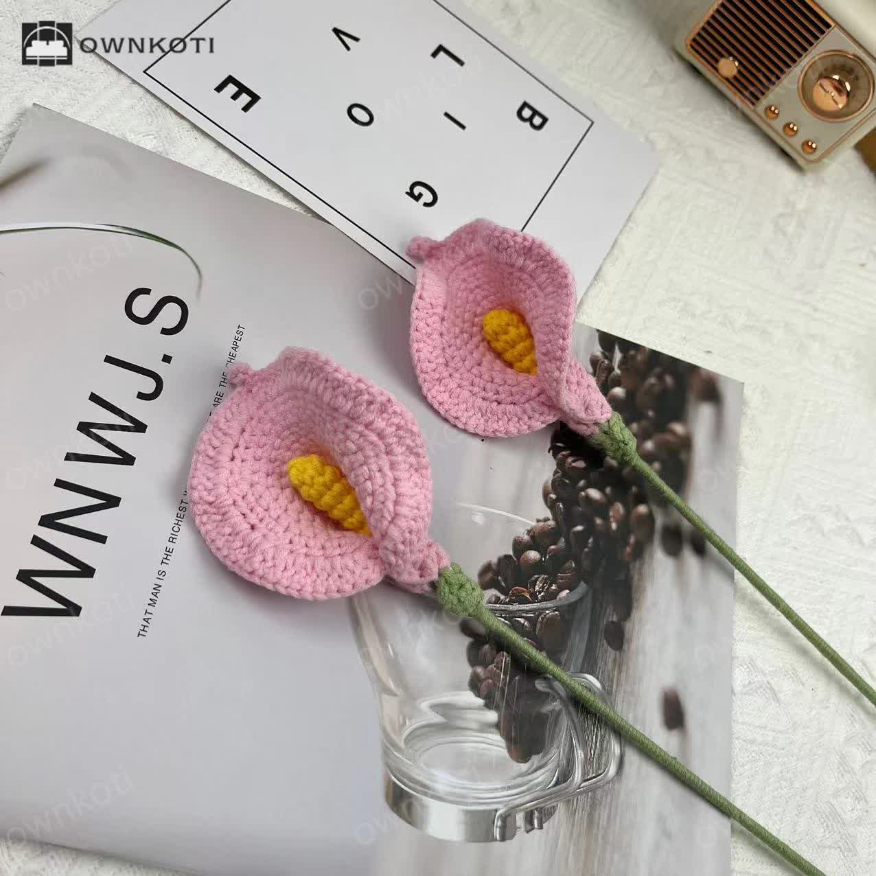Handmade Knitted Crochet Calla Lily Bouquet
