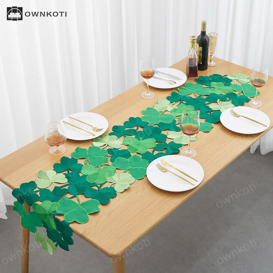 Embroidered Hollow Shamrock Table Runner