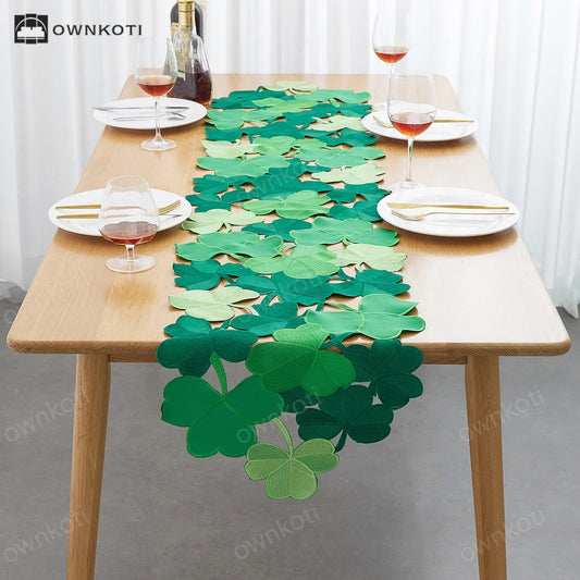 Embroidered Hollow Shamrock Table Runner