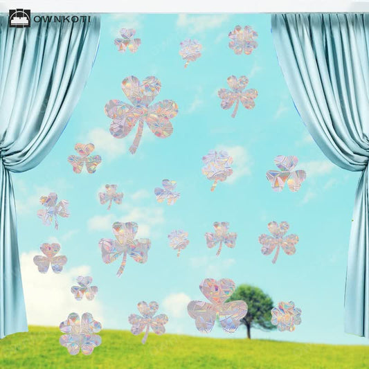 Removable Rural Shamrock Static Stained Window Cling