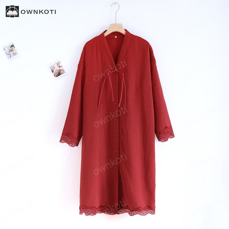 Solid Color Double Layer Gauze Pajamas