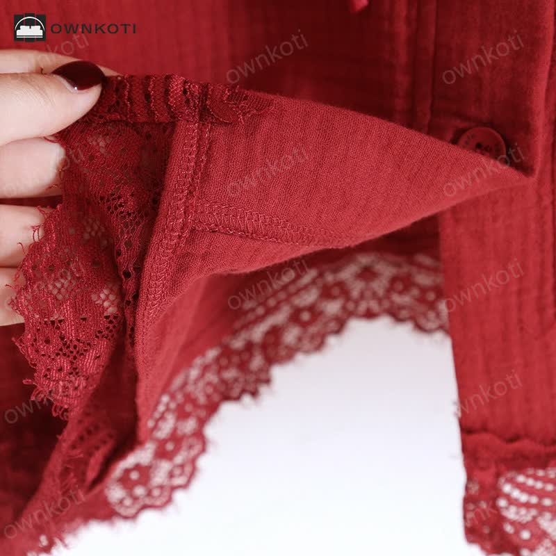 Solid Color Double Layer Gauze Pajamas