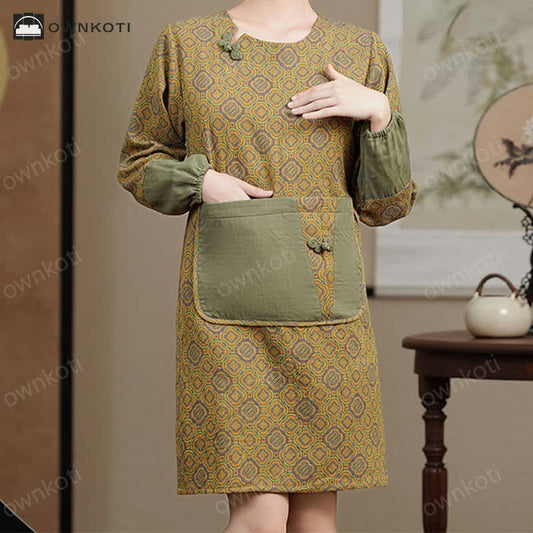 Retro Pure Cotton Long-sleeved Apron
