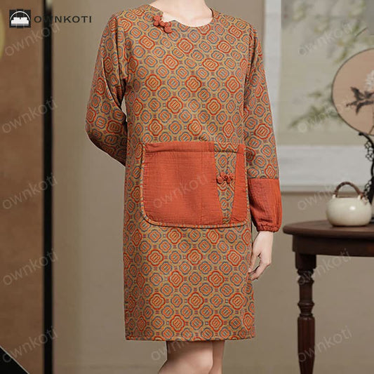 Retro Pure Cotton Long-sleeved Apron