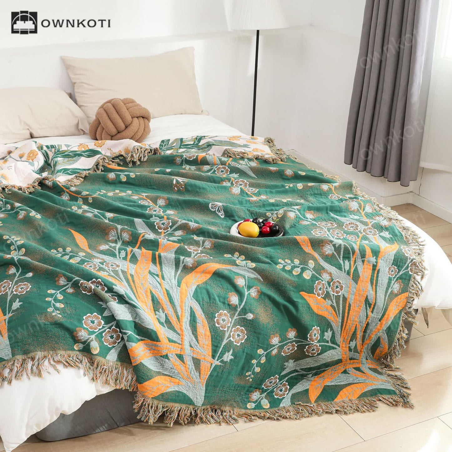 Reversible Tassel Refresh Grass Cotton Gauze Quilt