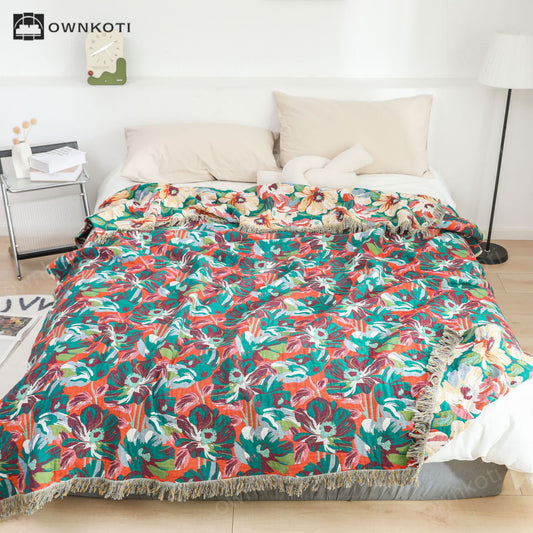 Rural Penoy Cotton Gauze Tassel Quilt