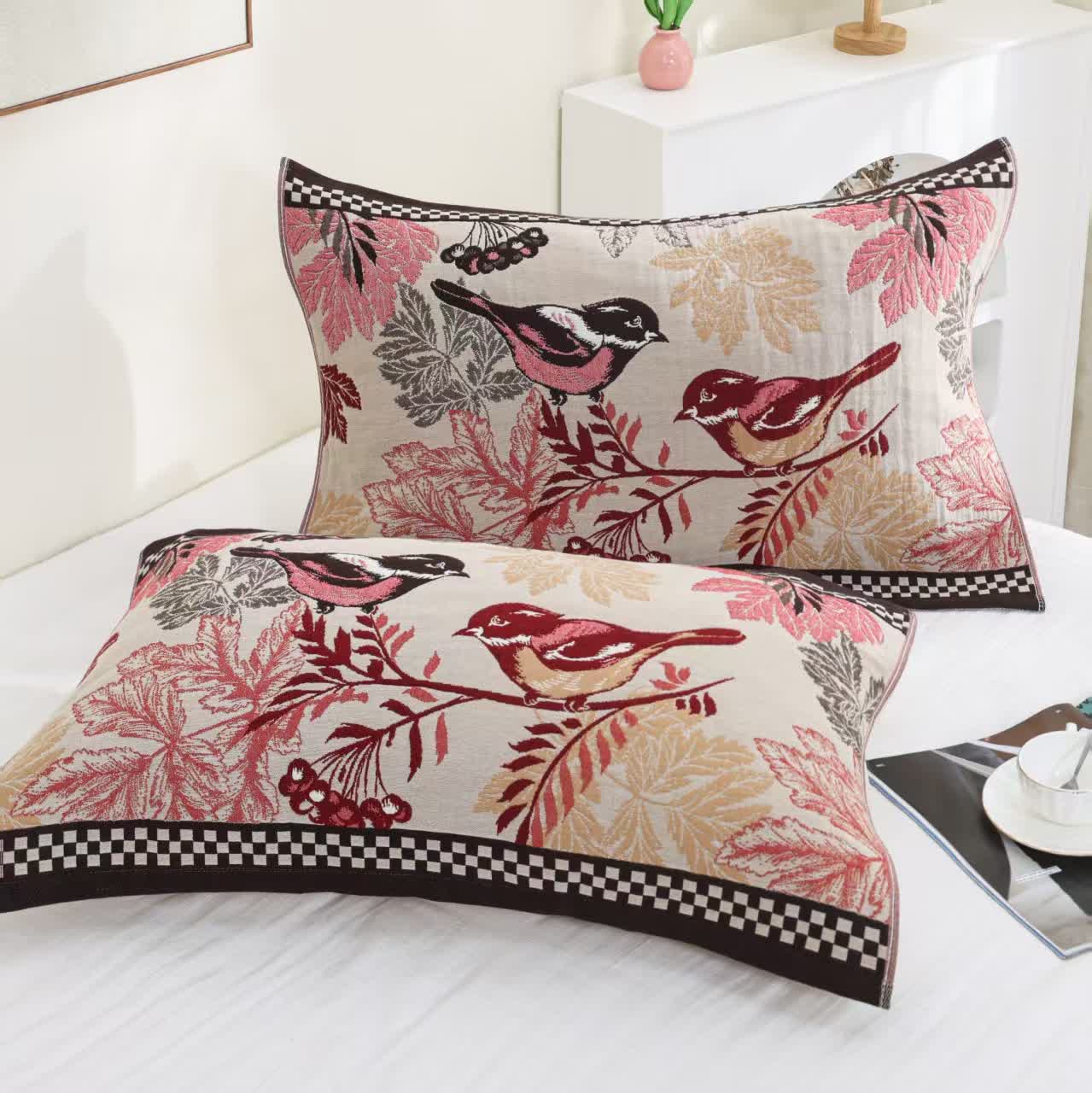 Rural Bird Four Layers Jacquard Cotton Quilt