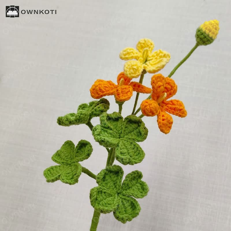 Handmade Knitted Crochet Four-Leaf Clover Bouquet