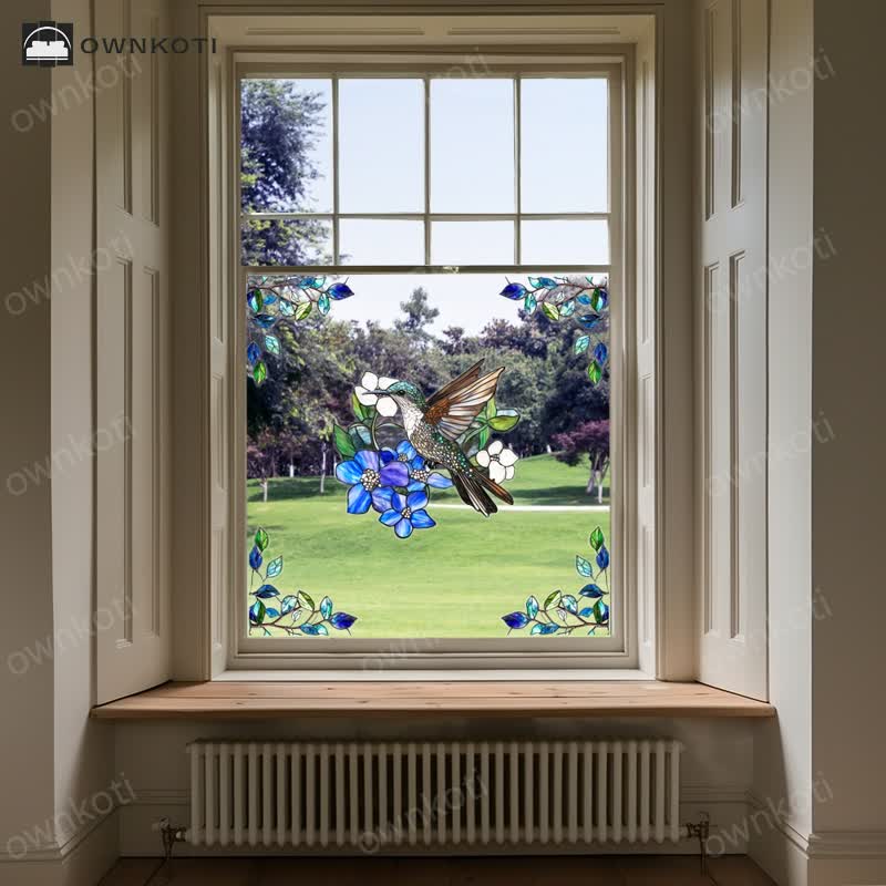 Double-sided Static Floral Bird Window Sticker
