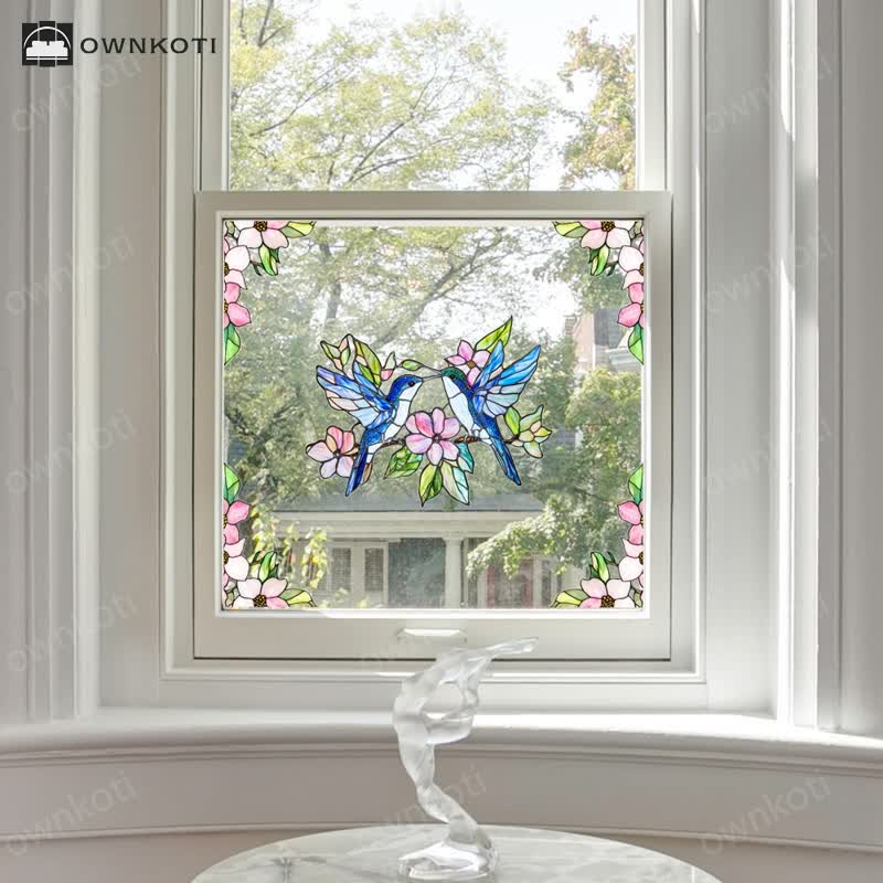 Double-sided Static Floral Bird Window Sticker