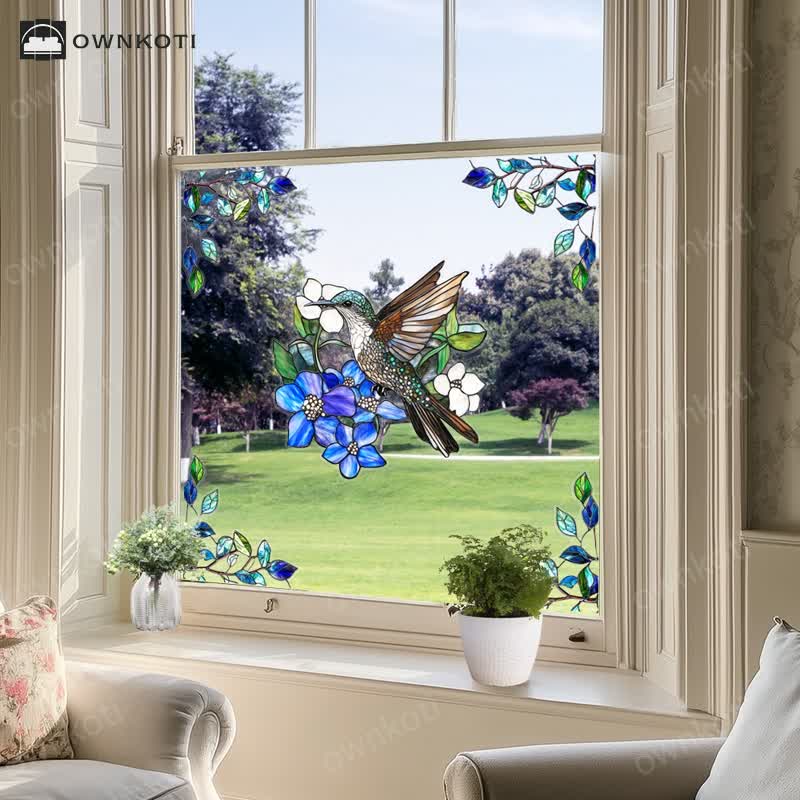 Double-sided Static Floral Bird Window Sticker