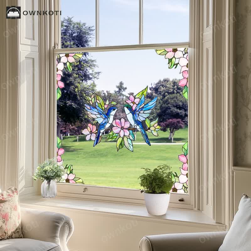 Double-sided Static Floral Bird Window Sticker