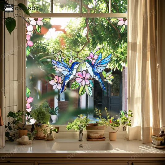 Double-sided Static Floral Bird Window Sticker