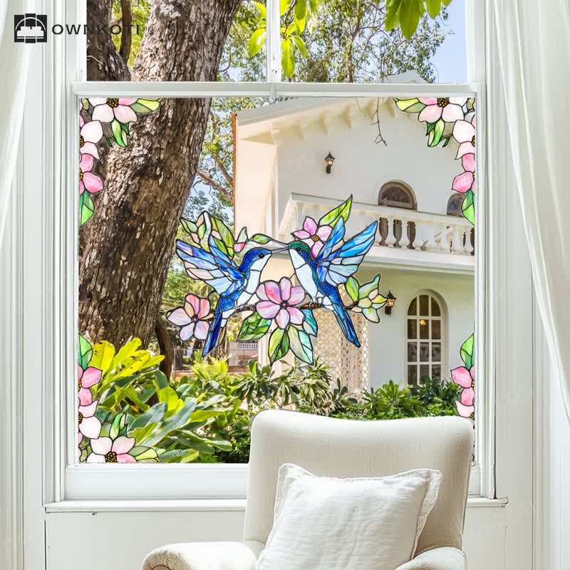 Double-sided Static Floral Bird Window Sticker