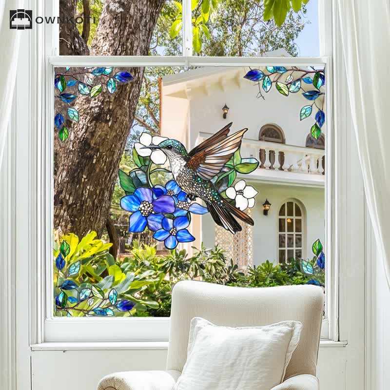 Double-sided Static Floral Bird Window Sticker