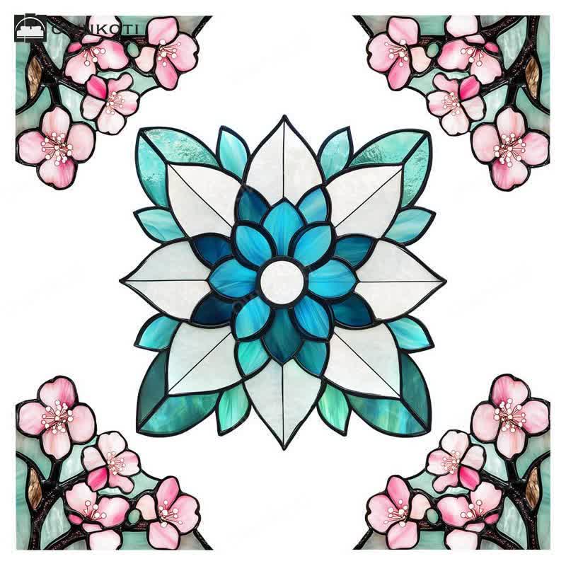 Elegant Floral Stained Static Window Sticker